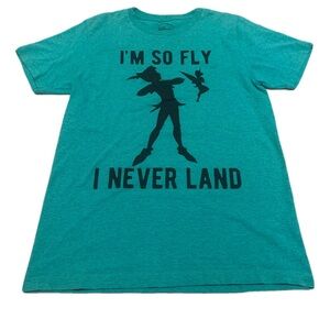 💙 Disney Peter Pan "I'm So Fly I Never Land" Teal T-Shirt S